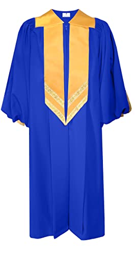 GradPlaza Deluxe Choir Robe with Cuff Sleeves For Church Clergy Clothing Priest Robe Royal Blue Size 60FF