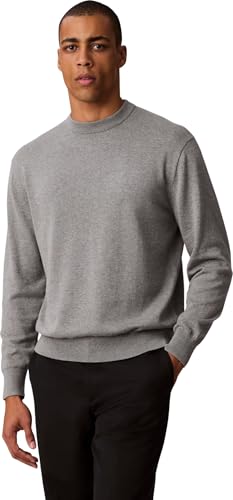Calvin Klein Men's Jumper Cotton Relaxed with Round Neckline, Green (Medium Grey HTR), S