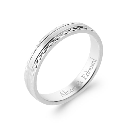 Alliance homme argent 925 anneau texturé géométrique de taille 58 à 68
