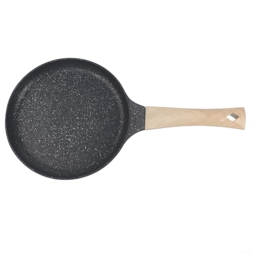 Sartén antiadherente a base de aluminio para panqueques para crepes y huevos, rendimiento eficiente en inducción de gas y otras cocinas (negro, 20 cm)
