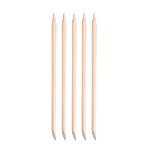 siyuwuro 5PCS Orange Wood Nail Sticks Double Sided Cuticle Pusher Remover Multi Functional Orange Wood Cuticle Sticks Manicure Pedicure Tool With Clear Storage Tube