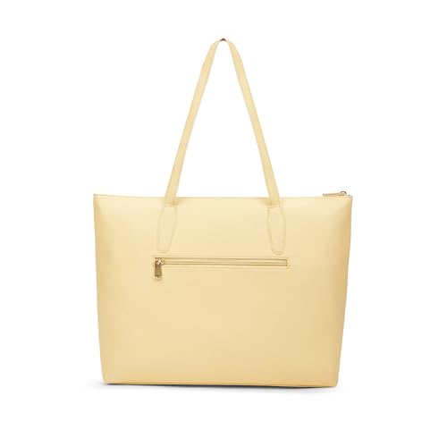Image of Caprese Jimny 14 Inch Laptop Compatible Large Tote Bag for Women | Stylish, Durable, and Spacious with Multiple Compartments, Back Zipper Pocket for Work, Travel, and Everyday Use