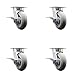 Kingpinless Thermo Rubber Donut Tread Swivel Top Plate Caster Set of 4 w/6" x 2" Gray Wheels - Includes 4 Swivel w/Side Lck Brakes - 2000 lbs Total Capacity - Service Caster Brand