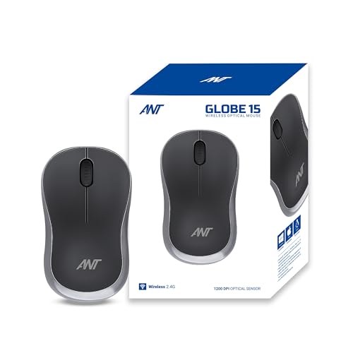 Image of Ant GLOBE15 Wireless Mouse |2.4GHz High-Speed Connectivity |1200 DPI Optical Tracking |12M Battery Life |10m Range USB Plug & Play, Lightweight Ergonomic Design for Laptop,PC,Mac,Windows -Black /Silver