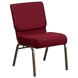 Flash Furniture FD-CH0221-4-GV-3169-GG Hercules Series 21-Inch Extra Wide Burgundy Stacking Church Chair with Gold Vein Frame