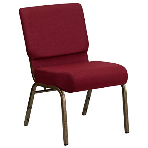 Flash Furniture HERCULES Series 21''W Stacking Church Chair in Burgundy Fabric - Gold Vein Frame