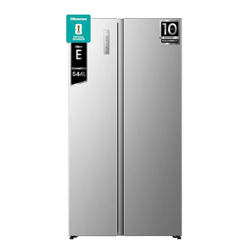 Hisense RS3P558NEIE - Frigorífico Americano Side By Side, 544L, 178.6cm, Interior Renovado, Enfriamiento Rápido, Tecnología Inverter, Alarma de Puerta Abierta, Balconera XXL, Gran Cajón