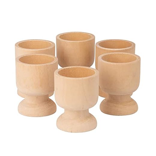 Ideen mit Herz Eierbecher aus Holz | DIY Eier-Becher | ideal zum Bemalen | Ostern | Geschenk | 5 cm hoch, Ø 3,8 cm | 6 Stück