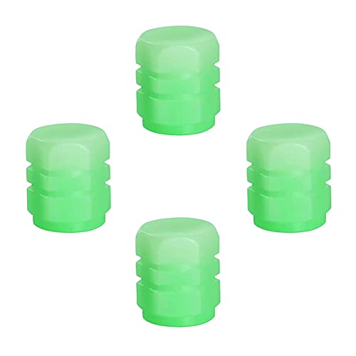 4 Pcs Bouchons de Valve de Pneu, Bouchons de Valve de Pneu de Voiture, Couvercle de Bouchons d'air Lumineux Night Glow, Couvre-Tige Universel Anti-poussière (Green) Cover