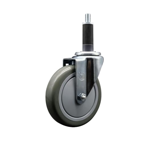 Polyurethane Expanding Stem Swivel Caster with 5 Inch Gray Wheel and 1