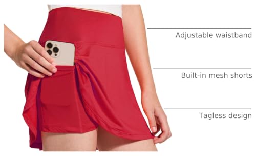 Image of FitsT4 Sports Girl's Golf Skirt Adjustable Waist Active Tennis Skort UPF50+