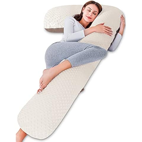 Almohada de embarazo corporal AngQi en forma de L con funda de terciopelo, marrón Cover