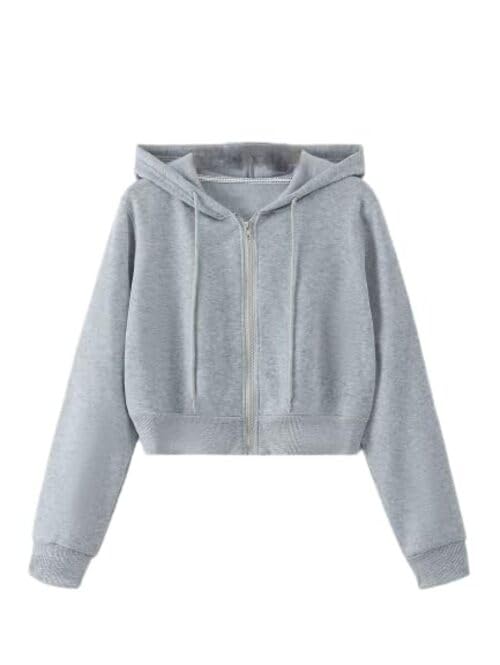 Casual Wear Solid Crop Zipper Jacket Hooded Neck Full Sleeves Hoodie for Women, Fleece-image-31