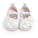 Baby Girls Mary Jane Flats Shoes with Formal,Baptism Christening Wedding Dress Shoe Non Slip Soft Sole Newborn Infant Toddler First Walkers