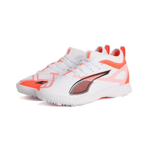 PUMA Ultra 5 Match TT + Mid JR, Zapatillas de fútbol, White Black-Glowing Red, 35 EU