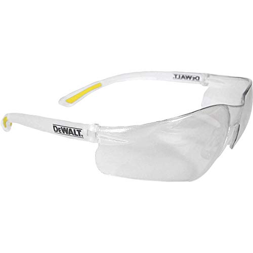 DEWALT Contractor Pro ToughCoat Safety Glasses - Clear Lightweight Protective Safety Glasses with Wraparound Frame -Yellow/Clear (Packaging May Vary)