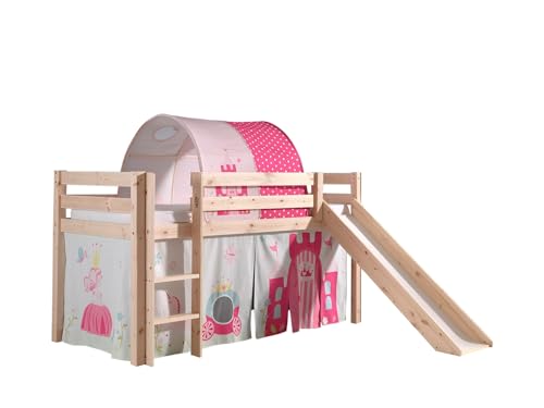 möbelando Spielbett >Pino< in Kiefer massiv Natur - 210x114x106 (BxHxT)