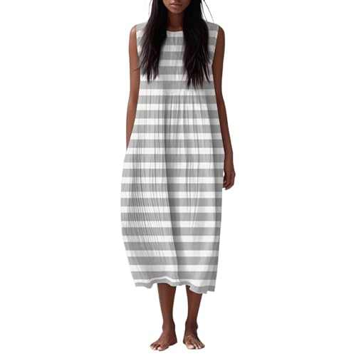 Summer Fall Sleeveless Midi Dresses Womens Casual Trendy Off The Shoulder Elegant Floral Flowy Sundress with Pocket2