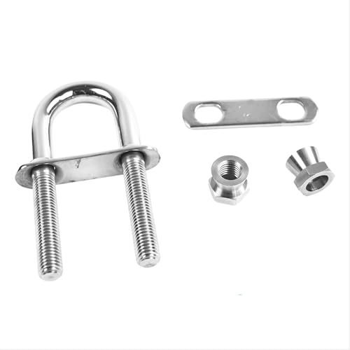 Marine City 316 Stainless Steel U-Bolt with Plate, Nuts & Washer – 4.85" L x 2.25" W, 46mm Center, 8mm Dia, Heavy Duty Corrosion Resistant Deck Hardware for Boat, Marine, Yacht, RV (1 Pack)