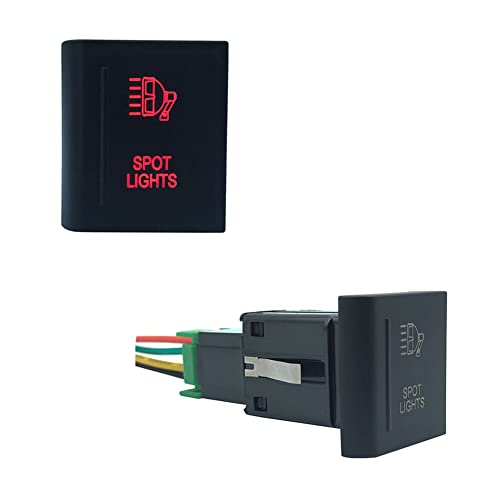 Image of Red Led Car Push Button Switch with Wires for VW Volkswagen Amarok 3Amp 12V (SPOT Lights-Left Side)