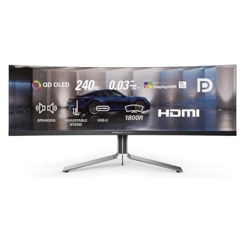 AOC PD49 Porsche Design 49' 5K DQHD QD-OLED Gaming Monitor, 240Hz Refresh Rate,...