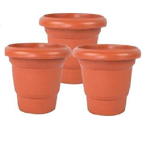 EOAN Plant Pot 10 Inch Heavy Round Plastic Planter Pots (Brown,Pack of 3) (B085TN6FLH) Amazon Price History, Amazon Price Tracker