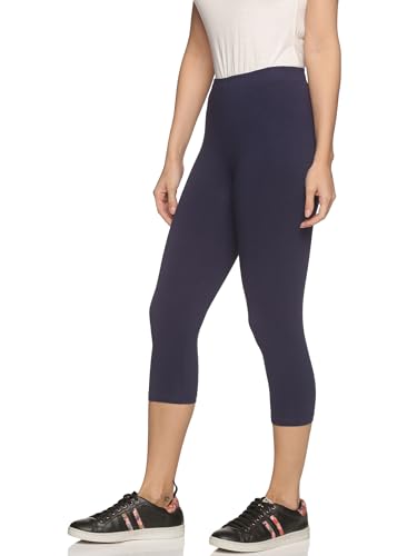 Image of OUTFLITS Women's Knee-Length Cotton Spandex Essential Capri Stretchy Leggings |Small - 2XL Adult |Yoga Leggings, Workout, Gym, Running 3 /4th Leggings for Women(OFLLC)