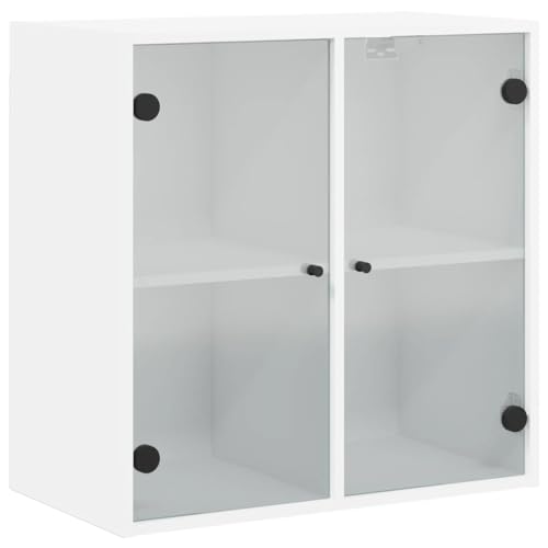 vidaXL Mobile a Muro con Ante in Vetro Bianco 68x37x68,5 cm