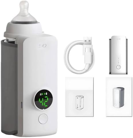 Aquecedor de Mamadeira Digital Portátil, Recarregável, Display LED, Controle de
