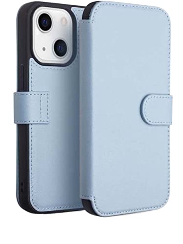Étui portefeuille iPhone 13 antichoc avec rabat magnétique bleu