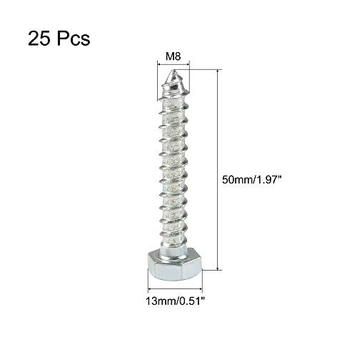 Tornillos Tirafondo para madera M8 x 50mm 25 piezas miniatura 2