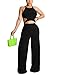 SIMIWALI 2 Piece Outfits for Women Sexy Backless Crop Tops Wide Leg High Waisted Palazzo Pants Sleeveless Set Fashion 2023