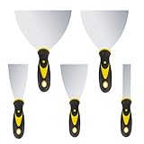 5 Stücke Spachtel Set, Flächenspachtel Trockenbau Werkzeug, Edelstahl Malerspachtel mit Kunststoffgriff, Putty Messer Spachtel, Schaber Palettenmesser Kratzer(1, Zoll; 2Zoll, 3 Zoll; 5 Zoll; 6 Zoll)