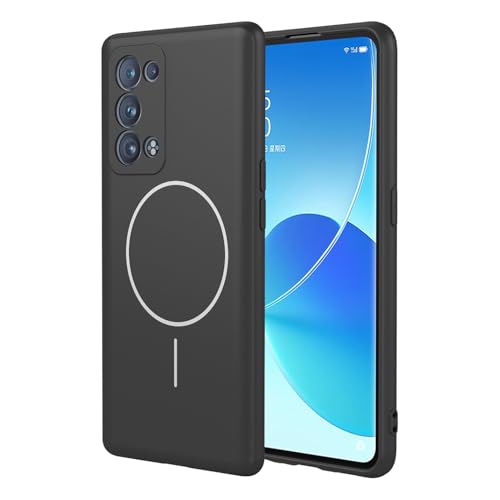 BORYA Silicone Magnetico Cover per OPPO Reno 6 Pro 5G (Reno6 Pro 5G), Ultra Sottile Antiurto Morbida Setoso Custodia, Elegante Antigraffio Premio TPU Microfibra Fodera Caso. Nero