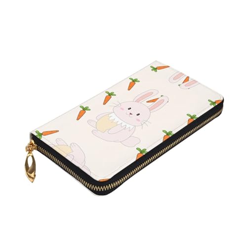 Leather Wallet - Stylish and Functional Wallet for Women with Multiple Compartments and Zipper Design Smiling Rabbit Prints, Black, One Size3