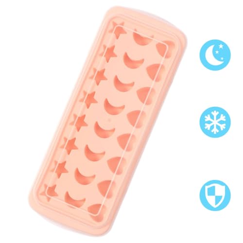 Molde de silicona para cubitos de hielo color rosa con tapa miniatura 5