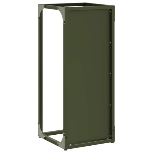 Rangement peu encombrant vert olive pour bûches et bois de cheminée - 7
