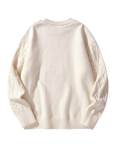 Mens Oversized Sweater Unisex Long Sleeve Cable Knit Sweaters Aesthetic Streetwear Casual Sweater Jumper Tops2
