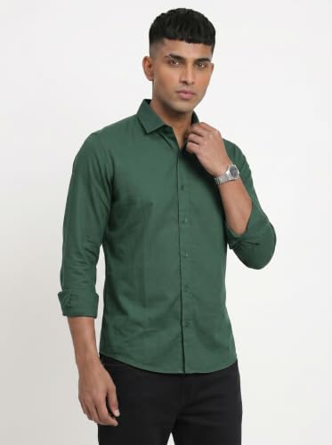 Image of DOXIC Men's Cotton Shirt with Spread Collar Neck Full Sleeves Classic Style Solid Pattern Regular Fit and Standard Length | Formal & Casual Wear Shirts