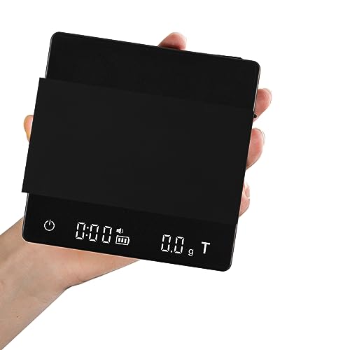 MHW-3BOMBER Espresso Scale with Timer, Small Coffee Scale with Gravity Sensing Device, Rechargeable Kitchen Scale 2kg/0.1g High Precision, Black ES6027B