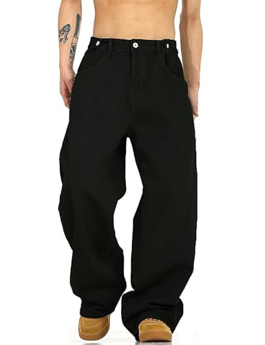 Nutriangee Men's Y2k Hip Hop Baggy Jeans Wide Leg Denim Pants Casual Loose Fit Streetwear Denim Pants3