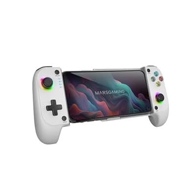 Mars Gaming MGPX Gamepad Bluetooth 5.0 2en1 RGB Neon Vibración Dual y Función Turbo Soporte Smartphone Hasta 6.8" Mando Multifunción Compatible PC Android iOS y Consolas USB-C y Funda Blanco