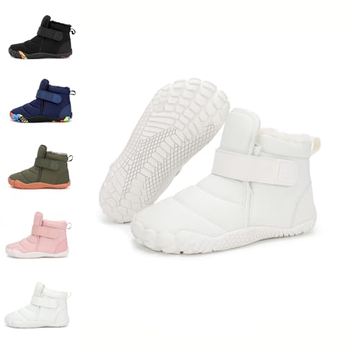 Toddler/Little/Big Kids Barefoot Snow Boots for Winter,Unisex-Child Wide Toe Box Hiking Boots,High Top Winter Snow Boots,Zero Drop Sole,Fur Lined