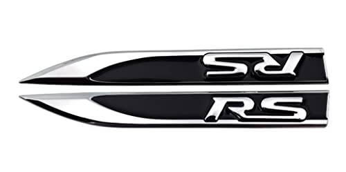 Image of 2-Piece RS Blade Emblem 3D Metal Badge Car Side Fender Rear Trunk Emblem Badge Tailgate Sticker Decals (Black&Silver)