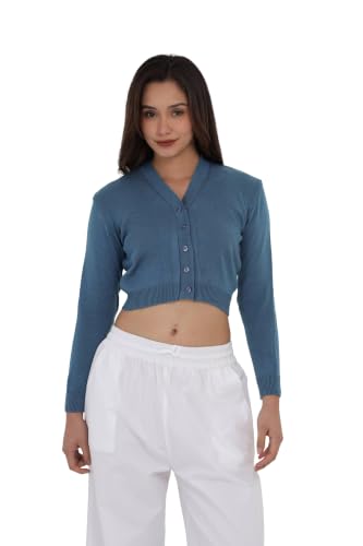 Image of Women Winter Wear V-Neck Half Sleeves Regular Fit Woollen Blouse
