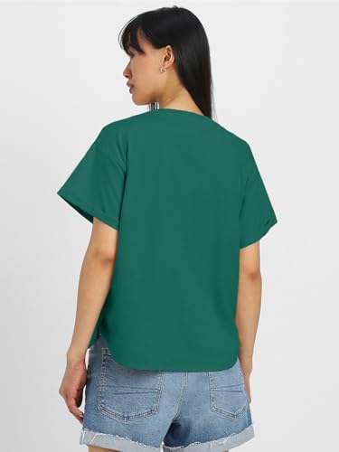 Image of JUNEBERRY Pure 100% Cotton Oversized Loose Baggy Fit Round Neck with Drop Shoulder Half Sleeves Boyfriend T-Shirt Combo for Women & Girls (Pack of 2)
