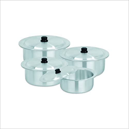 SONEX | New Aluminum Global Cooking Large Pan Pots Metal Finish Kitchen Cookware Set 4Pc