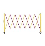 Trafford Industrial Expandable Metal Barricade, 11 Feet, Yellow and Magenta, Mobile Safety Barrier Gate, Retractable Traffic Fence