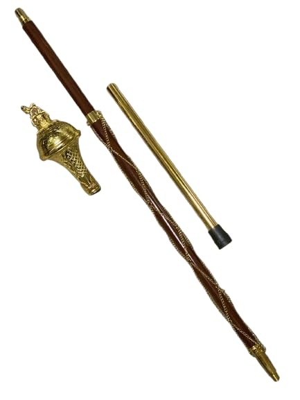 Ceremonial Drum Major's Gold-Plated Mace 60 Inches