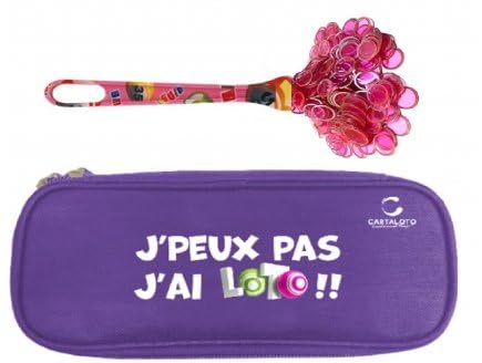 cavernedesjouets Kit Loto Complet 3 en 1 : 100 pions magnétiques + Baton ramasse jetons Rose + Trousse Rangement Mauve - Set Accessoires Jeu Bingo et 1 Carte